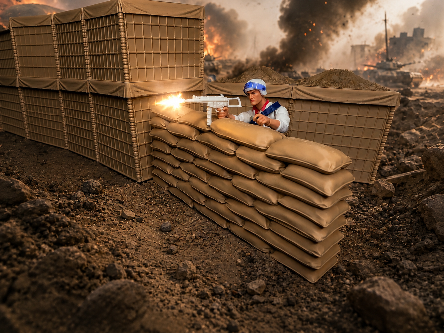 Classified-Scale Sandbag Walls – Set of 2 Diorama Barricades for 1:12 Scale 6" Action Figures