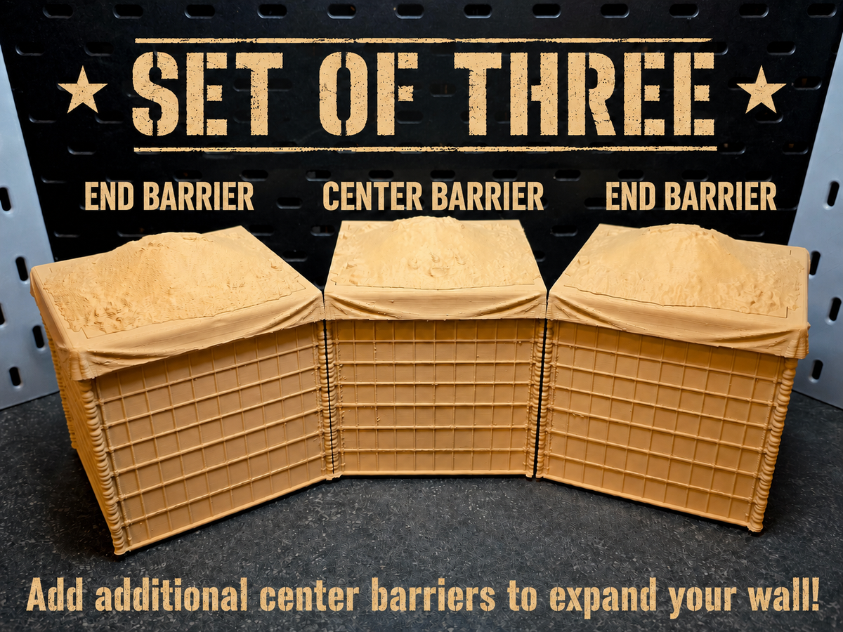 Classified-Scale Hesco Bastion Barrier Walls | Modular, Stackable Military Diorama Accessory for 1:12 scale 6" Figures