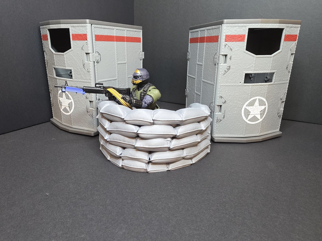 Classified-Scale Machine Gun Nest | 1:12 Scale Sandbag Bunker Diorama Accessory for GI Joe Classified Action Figures