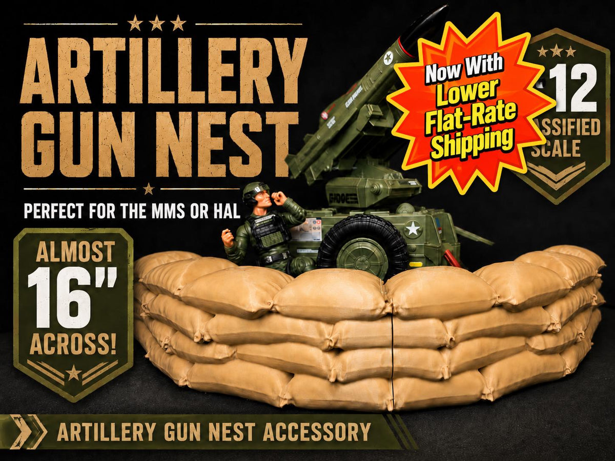 Classified-Scale Artillery Gun Nest for GI Joe Classified, Action Figure Dioramas, Display Accessory