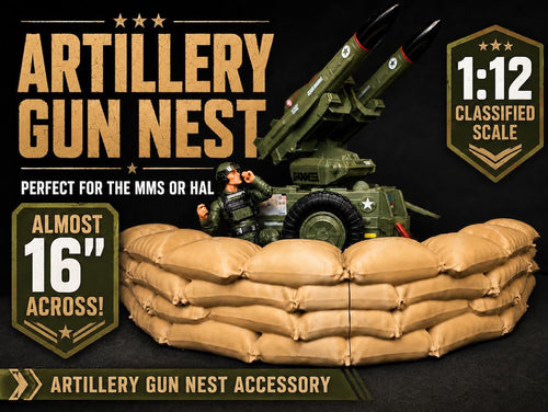 Classified-Scale Artillery Gun Nest for GI Joe Classified, Action Figure Dioramas, Display Accessory